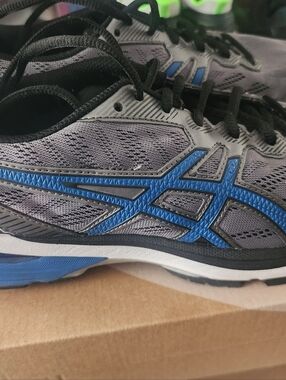 Asics Gray and Blue Men's Running Shoes